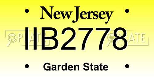 IIB2778 New Jersey License Plate