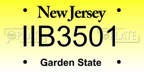 IIB3501 New Jersey License Plate