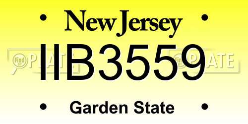 IIB3559 New Jersey License Plate