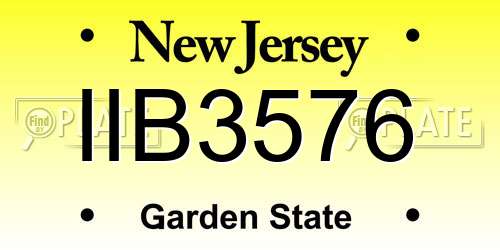 IIB3576 New Jersey License Plate