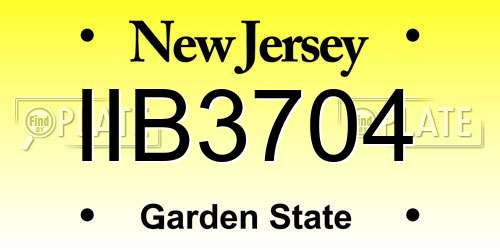 IIB3704 New Jersey License Plate