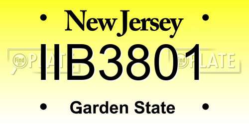 IIB3801 New Jersey License Plate