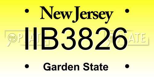 IIB3826 New Jersey License Plate