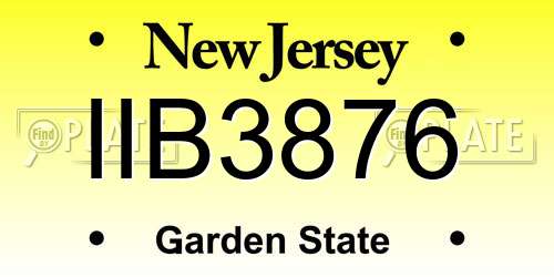IIB3876 New Jersey License Plate