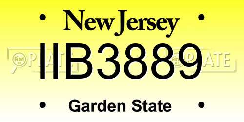 IIB3889 New Jersey License Plate