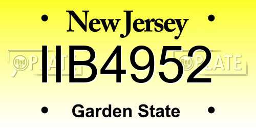 IIB4952 New Jersey License Plate
