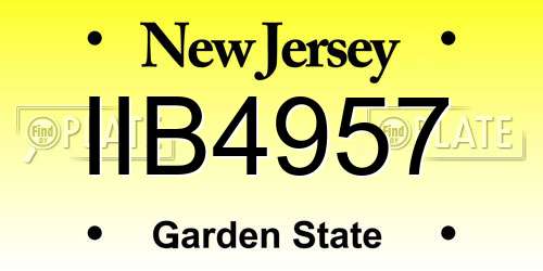 IIB4957 New Jersey License Plate
