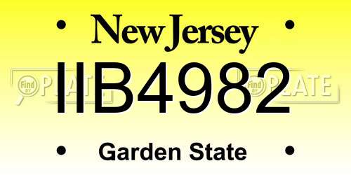 IIB4982 New Jersey License Plate