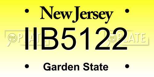 IIB5122 New Jersey License Plate