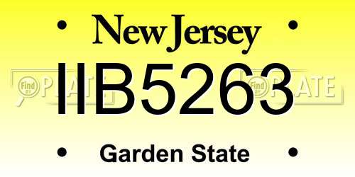 IIB5263 New Jersey License Plate