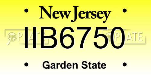 IIB6750 New Jersey License Plate