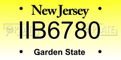 IIB6780 New Jersey License Plate