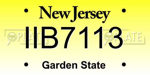 IIB7113 New Jersey License Plate