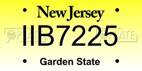 IIB7225 New Jersey License Plate