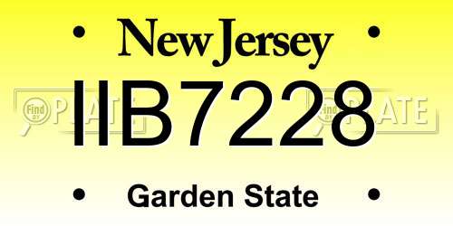 IIB7228 New Jersey License Plate