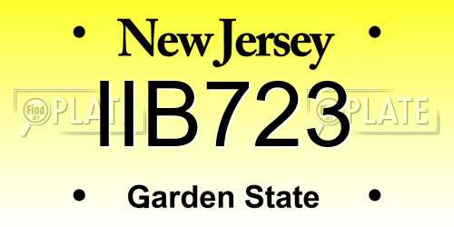 IIB723 New Jersey License Plate