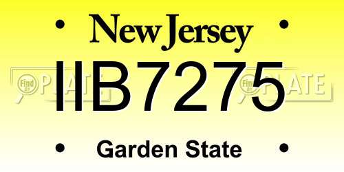IIB7275 New Jersey License Plate