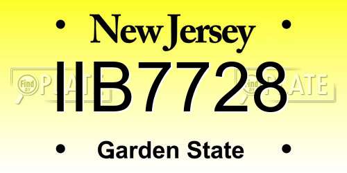 IIB7728 New Jersey License Plate