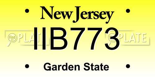 IIB773 New Jersey License Plate