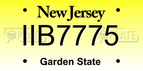 IIB7775 New Jersey License Plate