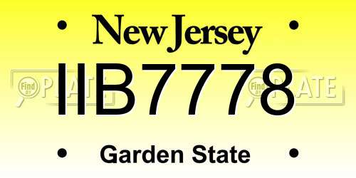 IIB7778 New Jersey License Plate