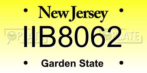 IIB8062 New Jersey License Plate