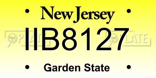 IIB8127 New Jersey License Plate