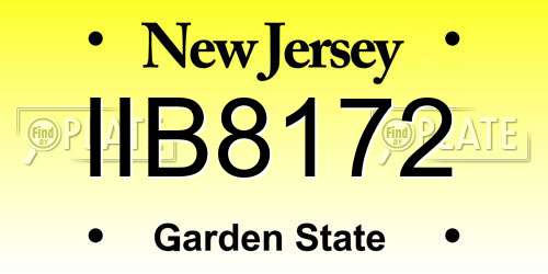 IIB8172 New Jersey License Plate