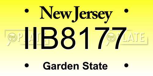IIB8177 New Jersey License Plate