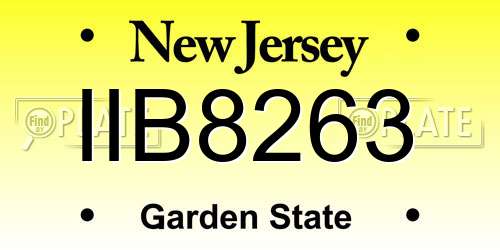 IIB8263 New Jersey License Plate