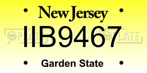 IIB9467 New Jersey License Plate