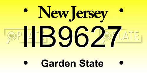 IIB9627 New Jersey License Plate