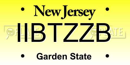 IIBTZZB New Jersey License Plate
