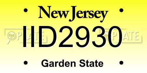 IID2930 New Jersey License Plate