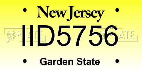 IID5756 New Jersey License Plate