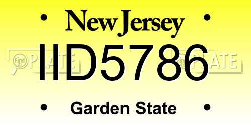 IID5786 New Jersey License Plate