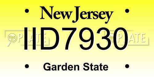 IID7930 New Jersey License Plate