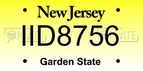 IID8756 New Jersey License Plate