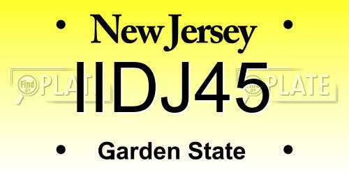 IIDJ45 New Jersey License Plate
