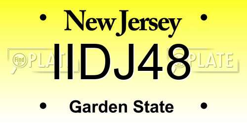 IIDJ48 New Jersey License Plate