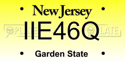 IIE46Q New Jersey License Plate