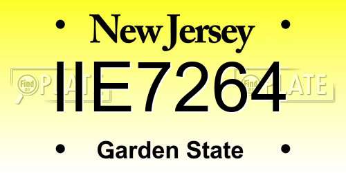 IIE7264 New Jersey License Plate