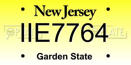 IIE7764 New Jersey License Plate