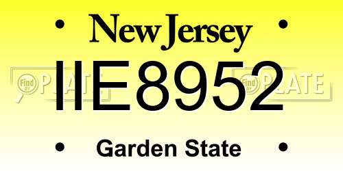 IIE8952 New Jersey License Plate