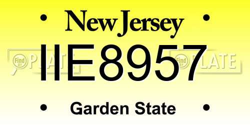 IIE8957 New Jersey License Plate