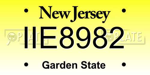 IIE8982 New Jersey License Plate