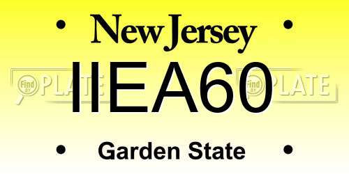 IIEA60 New Jersey License Plate