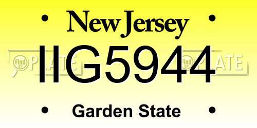 IIG5944 New Jersey License Plate