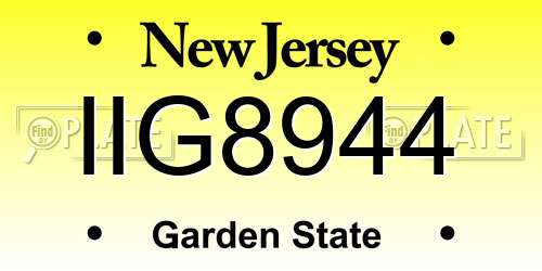 IIG8944 New Jersey License Plate