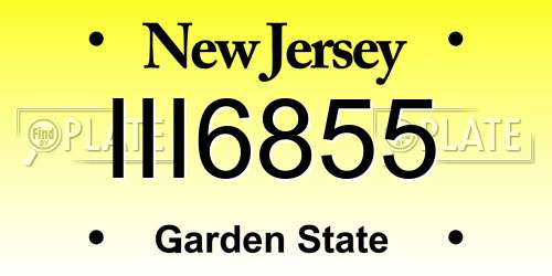 III6855 New Jersey License Plate
